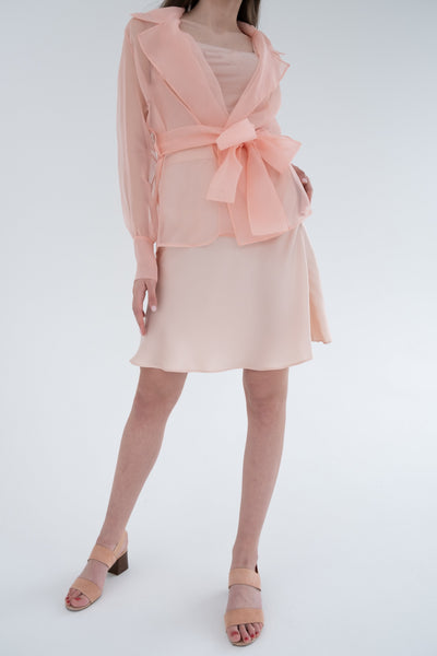 Powder Pink Mini silk slip skirt