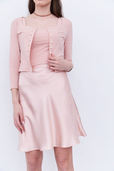 Mini silk slip skirt pink
