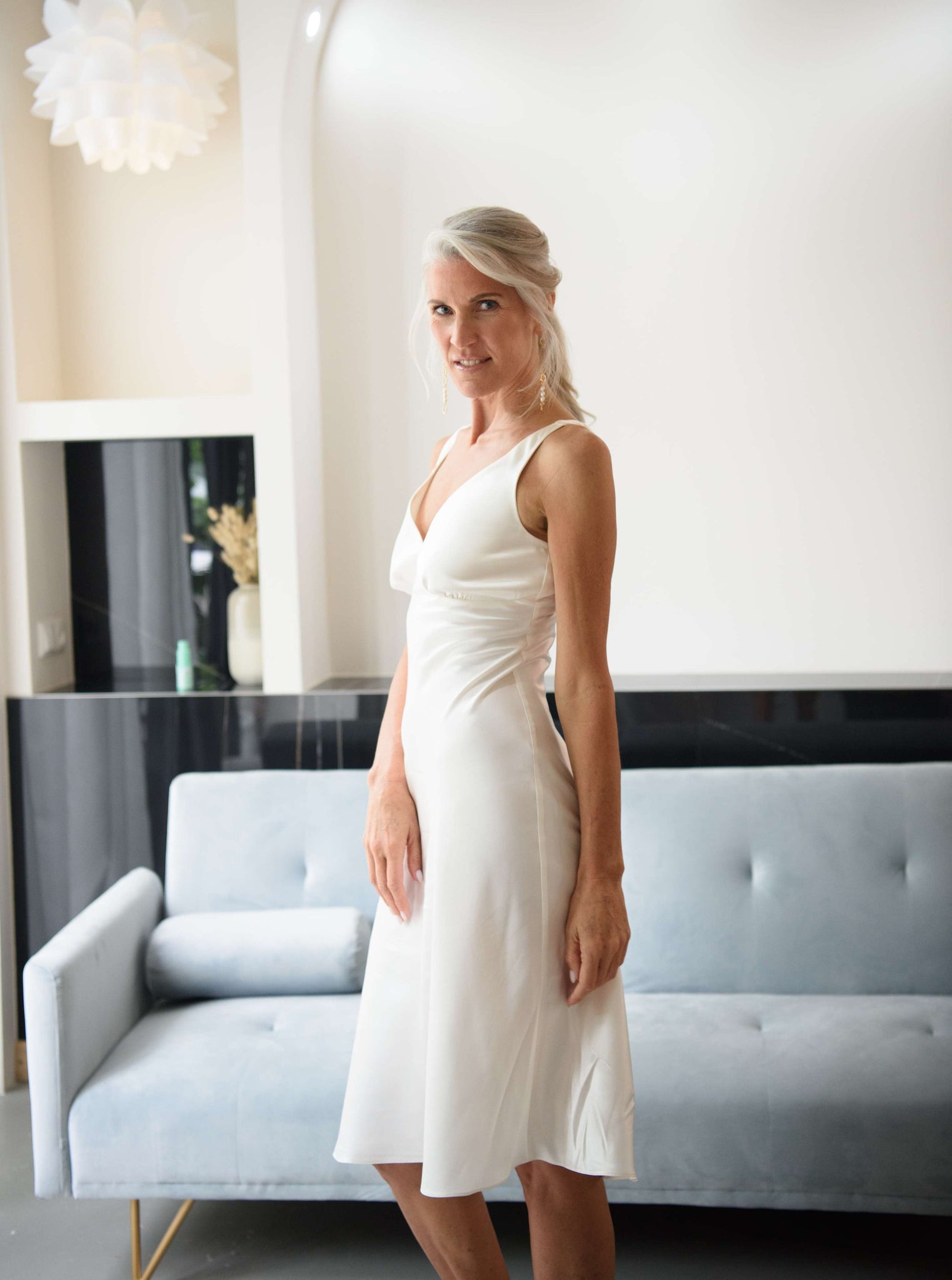Elegant white slip dress