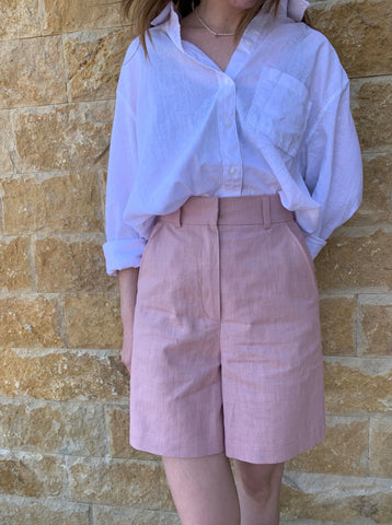 Laura Linen Shorts - Powder Pink